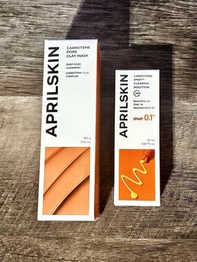 APRIL SKIN Carrotene Pore Tightening Face Clay Mask & Acne Clearing Solution NEW